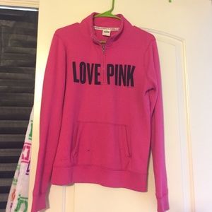 Pink half zip pull over