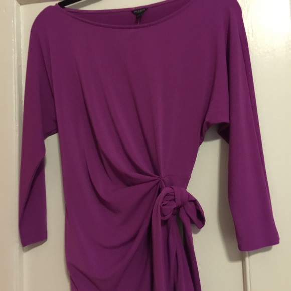 Ann Taylor Tops - Ann Taylor Purple Silk Crepe Tie Blouse