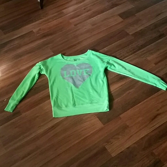 Lime green, sparkly crew neck from Kohls.