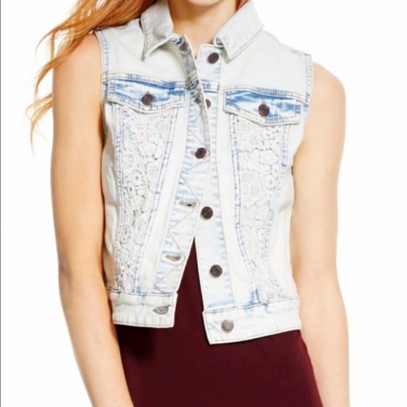 Denim Vest with Lace