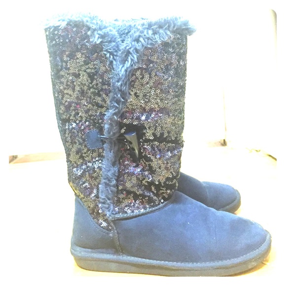 high blue boots