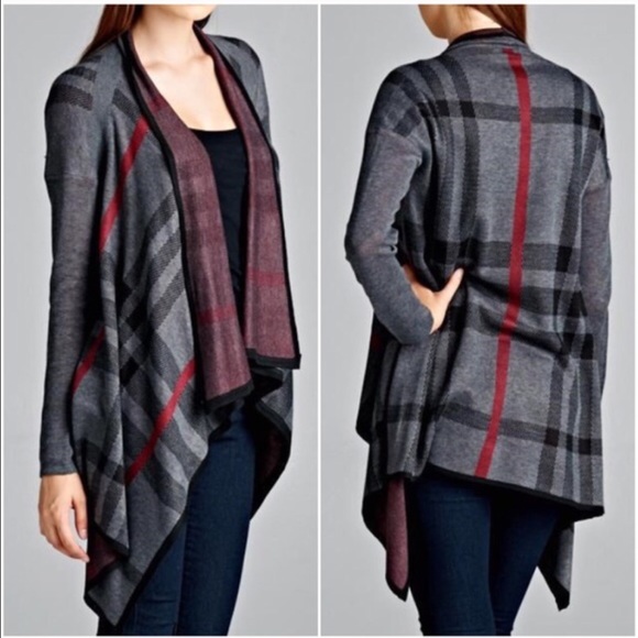 Sweaters - Plaid open cardigans