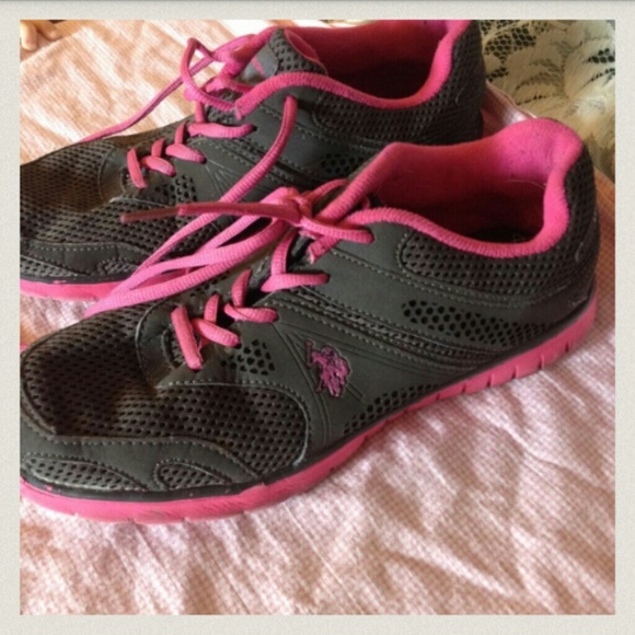 Pink and grey polo sneakers