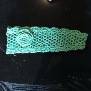 Crochet  green headband.