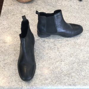 Leather black ankle boots