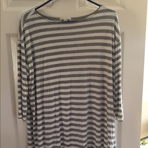 GAP maternity 3/4 sleeve top - white/grey stripes