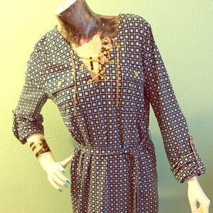lace up chain dress
