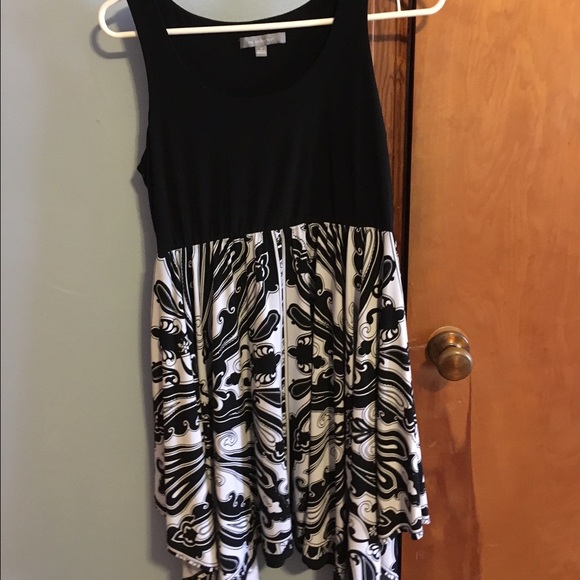 Black and white flowing dress