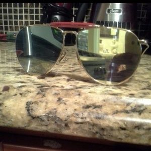 Thom Browne aviators gold lenses gold frame