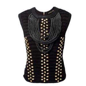 H&M x Balmain top w. braided Embroidery