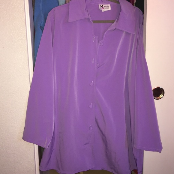 Lavender Maggie Sweet Polyester Button Down Blouse