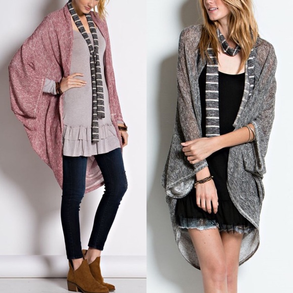 XX ADELIE cozy dolman cardigan - BURGUNDY - Picture 2 of 3