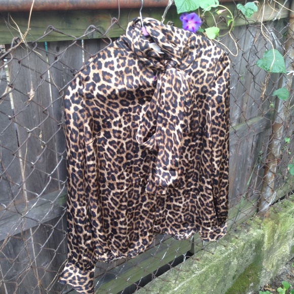 MK silk leopard blouse