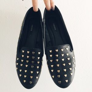 Faux Leather Studded Loafers