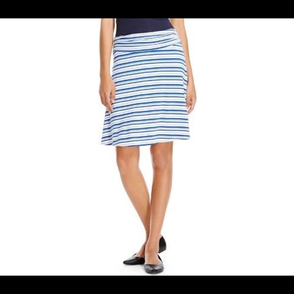 Blue White and Turquoise Knit Midi Skirt {XL}