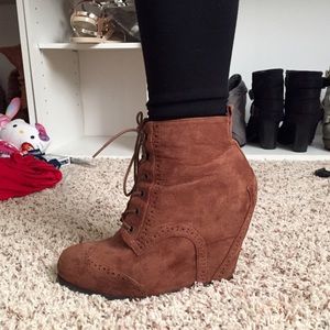 Brown Suede Wedges