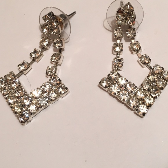 Vintage Rhinestone Earrings - Picture 1 of 4