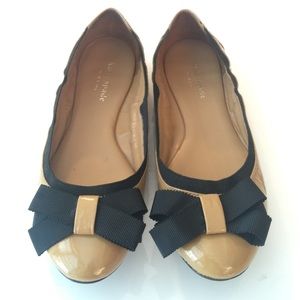 Kate Spade Camel & Black Bow Ballet Flats Size 5