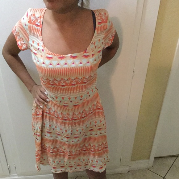 Peach, orange, with a little touch of blue dress - Picture 1 of 3