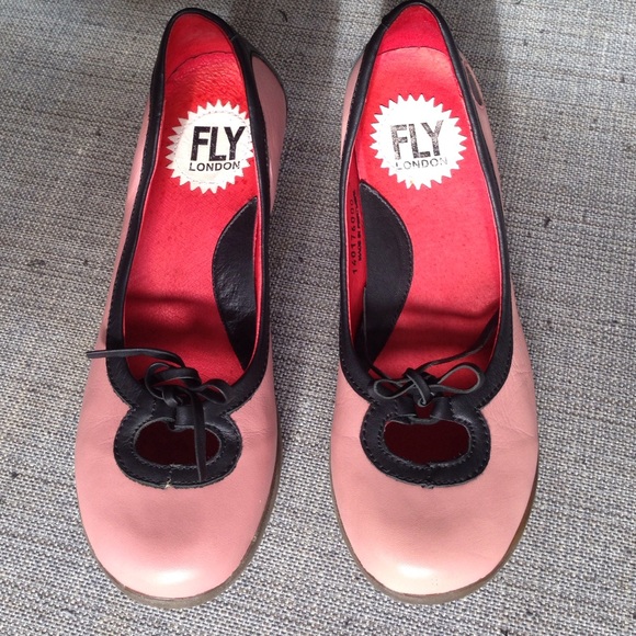 Pink & black leather shoes
