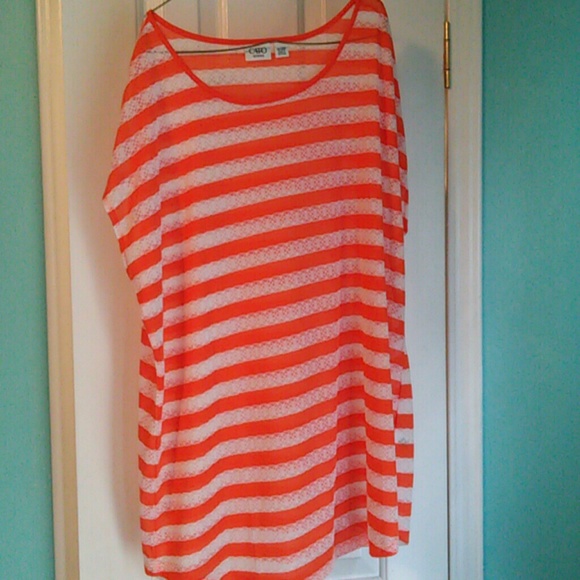 Orange and white stripe top