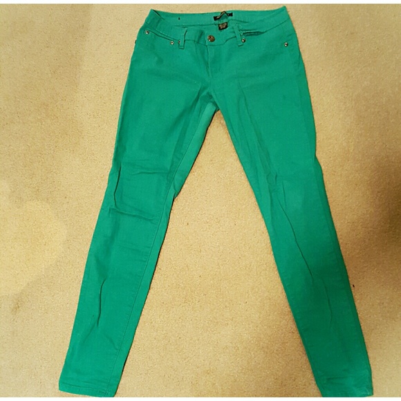 Forest green denim jeggings
