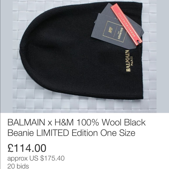 The last one Balmain X HM 100% WoolBlack Beanie