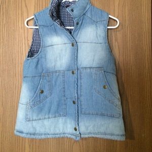 Denim puffer vest