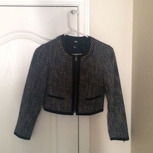 H&M embellished cropped tweed blazer
