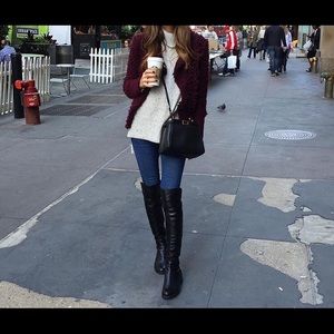 Tory burch black leather over the knee boots