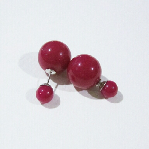 10 / $10 - Red Pinkish solid double studs earrings