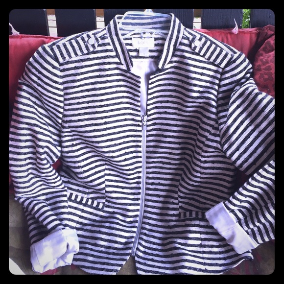 LOFT black & white stripe jacket