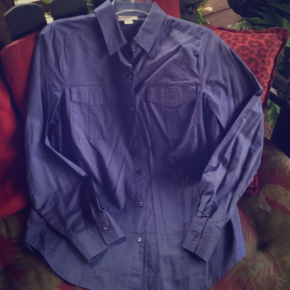 LOFT Cornflower blue, cotton button-up shirt