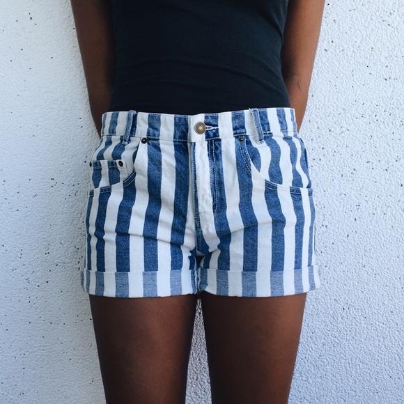 Striped Mid-Rise Shorts