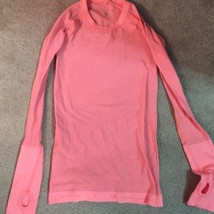 Pinkish lululemon long sleeve workout top