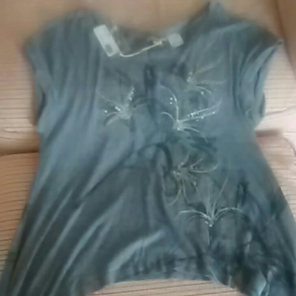 Miss Me dark grey s/s sequin shirt