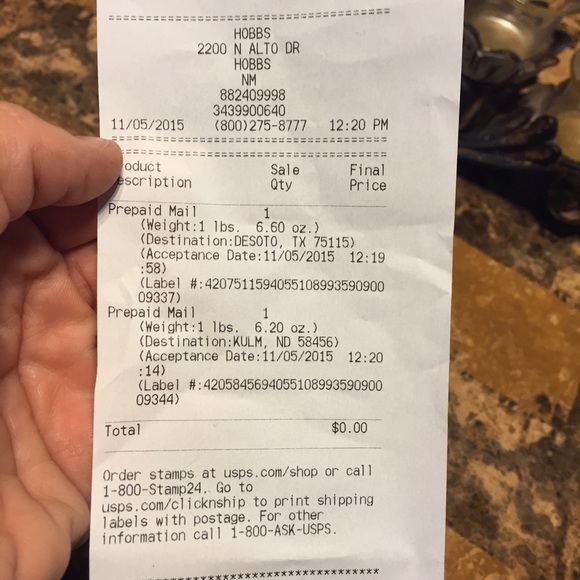 Proof of shipping! - Picture 1 of 1