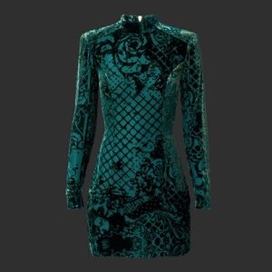Balmain X H&M silk blend velvet dress