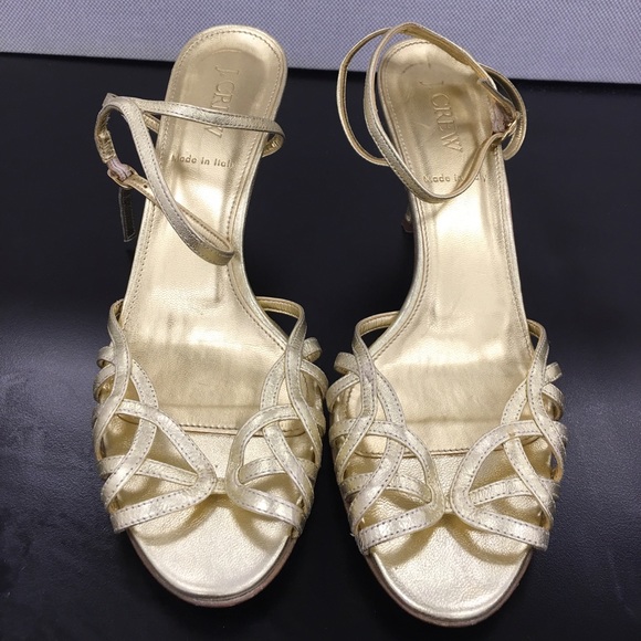 J Crew metallic gold heels sandals