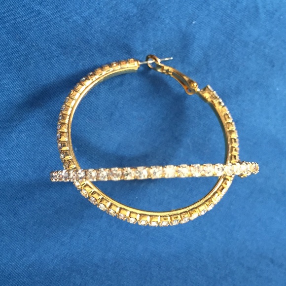 Cubic zirconium gold hoop earrings