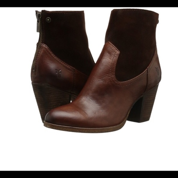 NEW FRYE Tessa Zip Short Boot in Redwood 8M