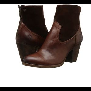 NEW FRYE Tessa Zip Short Boot in Redwood 8M