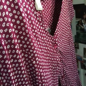 Maroon and white pattern dress