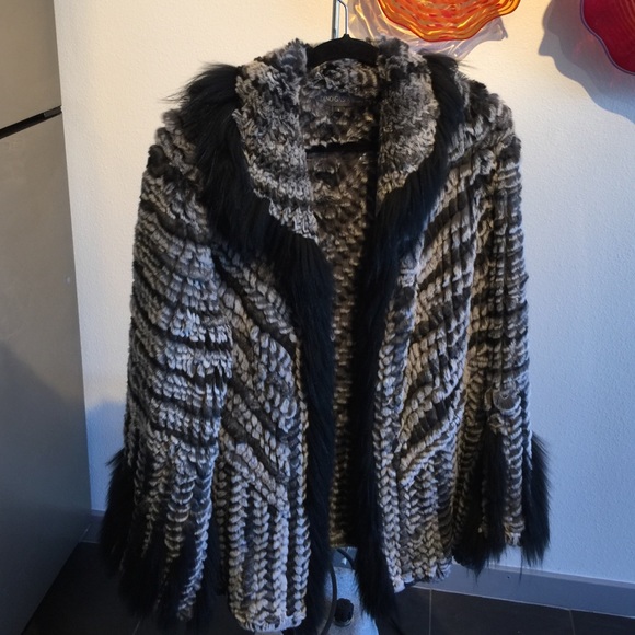 Striped fur coat