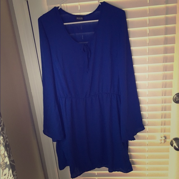 Cobalt Blue Bell Sleeve Dress