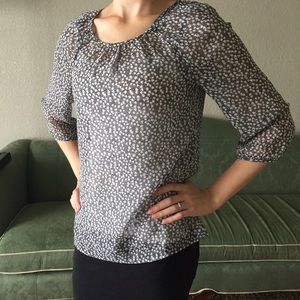 Old navy sheer grey blue white blouse XS