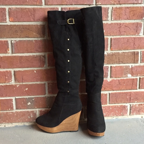 Black suede boots