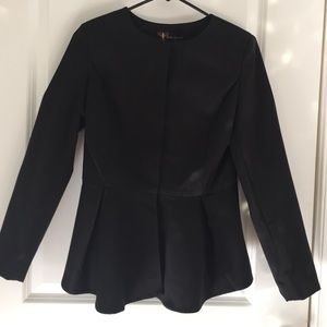Black peplum snap-front jacket