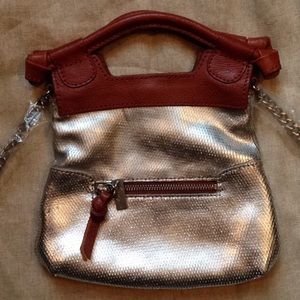 NWOT Foley and Corina silver metallic crossbody