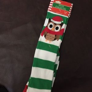 Long Green Striped Christmas Socks Stockings NWT